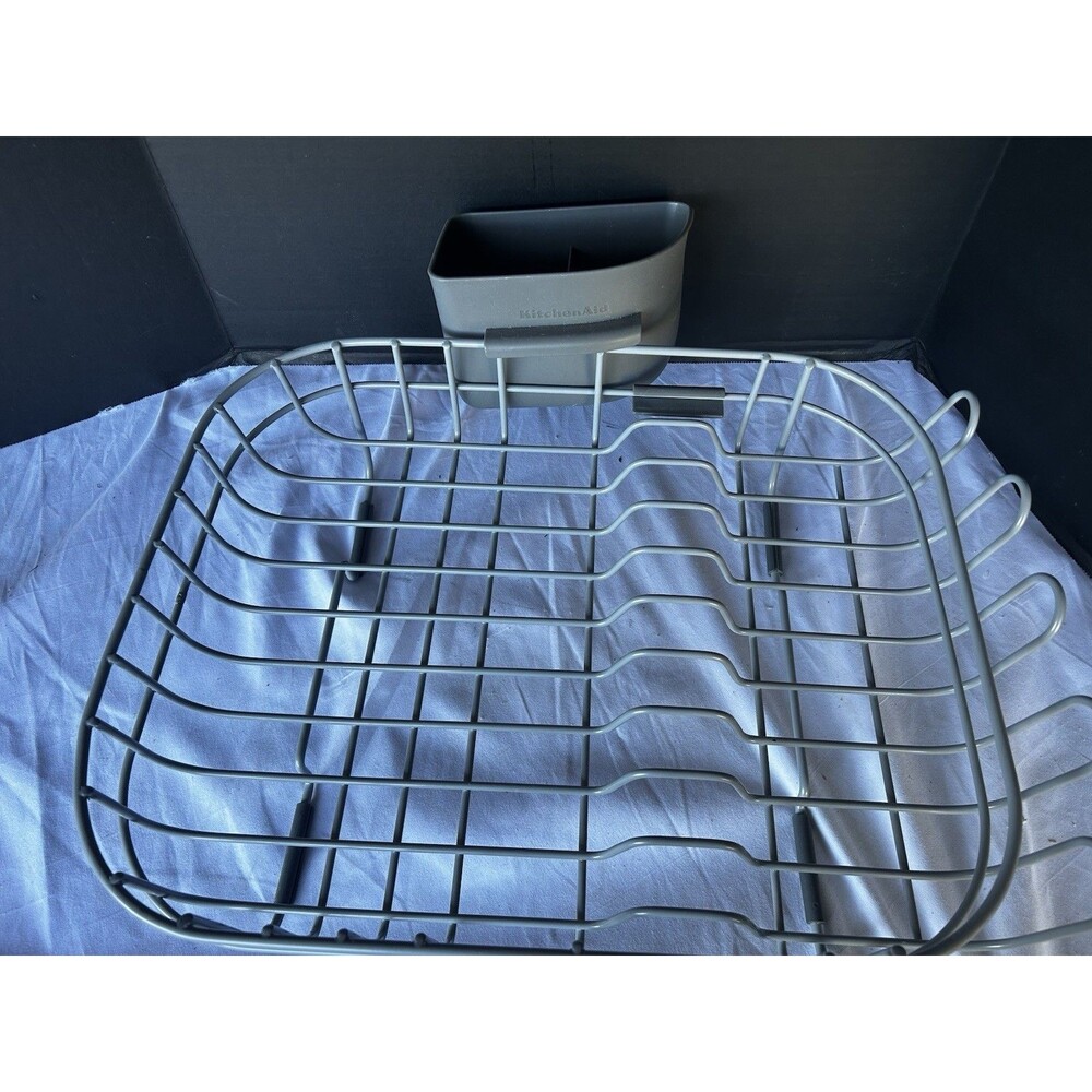 Kitchen aid  Rubber Coated Wire Dish Rack In Sink Gray Drying 17x12 1/2